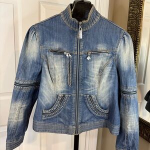 Dereon Blue Jean Jacket with Silver Accents